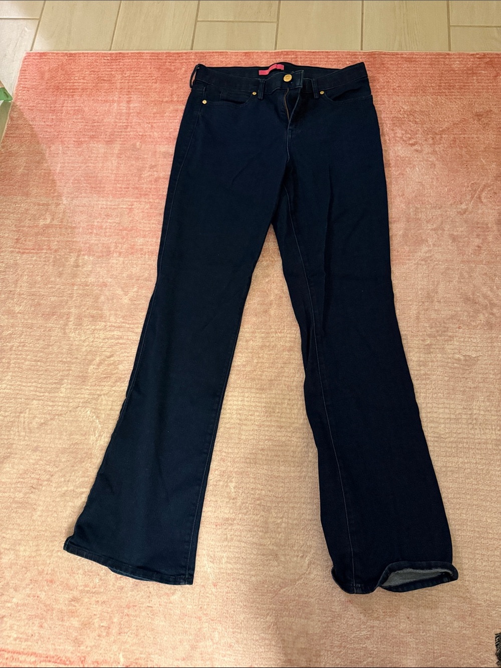 Lilly Pulitzer Navy Flared Wide-Leg Jeans